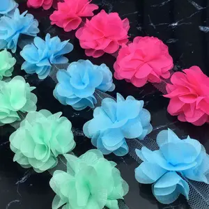 10 yards/lot 3D Chiffon Flower Lace Ribbons Trims Fashion French Lace Fabric für Hand Craft Clothing Home Party Decoration