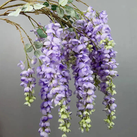 Hiasan langit-langit bunga gantung buatan kustom untuk pernikahan mewah dekorasi langit-langit bunga gantung Wisteria Merah gading