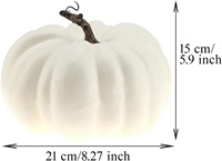 Grande décoration de citrouille d'Halloween en mousse plastique blanche de 8,2 pouces pour fêtes, Noël, maison, Thanksgiving, intérieur et extérieur