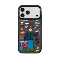 Coque de téléphone AG Feeling Black Edge avec motif American Girl doré pour iPhone 17, 17 Pro Max, 16 Pro, 15, 15 Pro Max – Coque magnétique