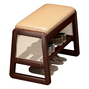 Solid Wood And Rattan Shoe <b>Bench</b> With Storage For Entrance Use - Product Image 5