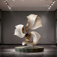 Sculpture d'anneau de jardin personnalisée en acier inoxydable de haute qualité, finition miroir polie, moderne et élégante, grande taille, sur mesure