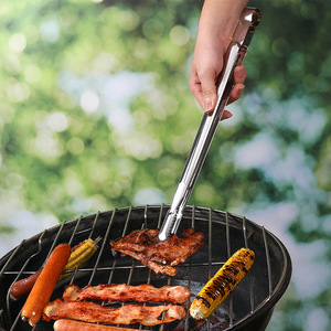Korean Style Stainless Steel <b>BBQ</b> Tongs Extended Heat Resistance Anti Slip For Grilling Steak Corn Vegetables Outdoor Cooking - Product Image 1