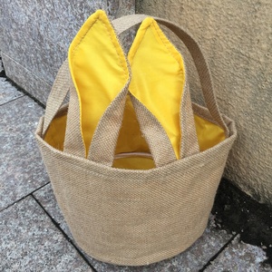 Cesta de lino de yute, 6 colores, monograma de orejas largas en blanco, para vacaciones, arpillera gris, cesta de Pascua - Product Image 4
