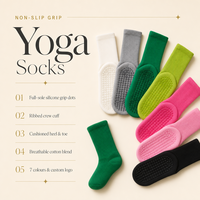 Chaussettes de yoga antidérapantes, chaussettes de Pilates antidérapantes, logo personnalisé, coton pour femmes