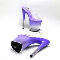 20CM / 8 pouces PVC supérieur femmes Sexy talon haut plate-forme bride à la cheville sandales T-Strap sandales à talons pôle chaussures de danse