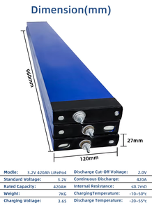 Batería prismática líquida LiFePO4 Yinlong de 3.2V y 400AH para electrodomésticos con <span class=keywords><strong>5000</strong></span> ciclos de vida útil, temperatura de operación de -20°C a 60°C, <span class=keywords><strong>7</strong></span> kg - Product Image 2