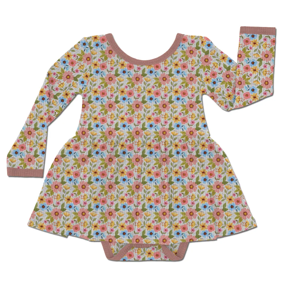 Bamboo Viscose Plain Color Newborn Girls Short Sleeve Ruffle Dress Baby Girls Summer Twirl Dresses