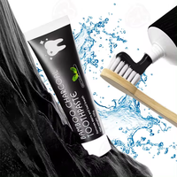 Pasta Dental Blanqueadora de Dientes con Carbón de Bambú y Menta, Sin Flúor, Elimina el Mal Aliento y las Manchas Dentales, Dientes Blancos y Limpios, Silicona Negra