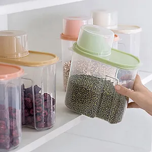 TS Cereal Dispenser With Lid Storage Box Plastic Rice Container Food Sealed Jar For Kitchen