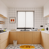 Meubles de cuisine modernes en chêne mélaminé sur mesure, style Japandi, qualité ENF, écologiques, faciles à nettoyer, système de rangement modulaire