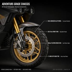 Scooter ADV 250cc à essence, refroidi par eau, <span class=keywords><strong>homologué</strong></span> CEE, personnalisé OEM pour usage urbain et tout-terrain - Product Image 2