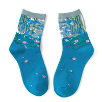 Chaussettes pour femmes en coton, chaudes, personnalisées, style Van Gogh, tendance, avec motifs de peinture à l'huile colorée