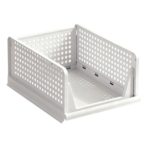 Clothing Organizer Foldable Plastic Storage <b>Basket</b> Rectangle Standing Type For Wardrobe Closet Clothes Organization 14cm 18cm - Product Image 5