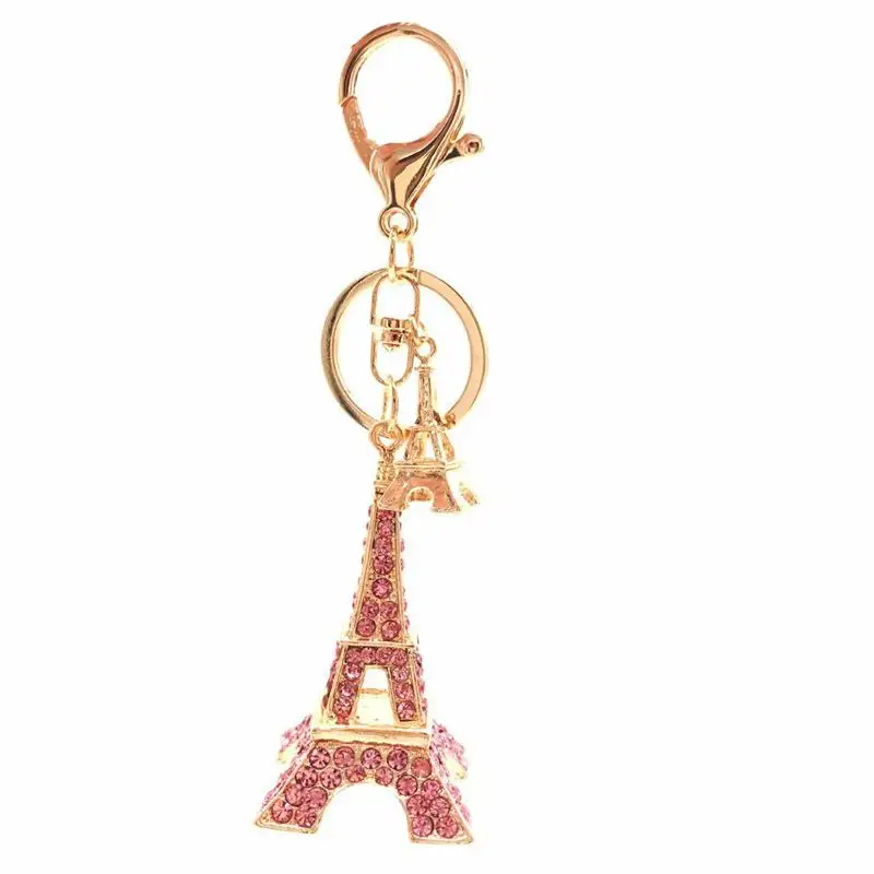 HOT Paris Tour Eiffels Rhinestone Key Chain Ring Decoration Holder Promotional Gifts Eiffels Tower Keychain for Keys Souvenirs