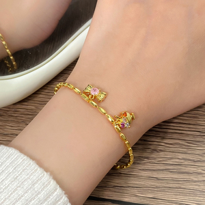 DIY Charm <b>Bracelet</b> <b>Gold</b> Plated Oval <b>Bead</b> Link Chain Custom Mix Different Pendants Adjustable Hand Chain Bulk - Product Image 3