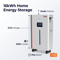 Système de batterie de stockage d'énergie domestique LiFePO4 empilable 16KWh 20KWh 30KWh 51.2V 100Ah 200Ah 282Ah 314Ah avec garantie de 10 ans