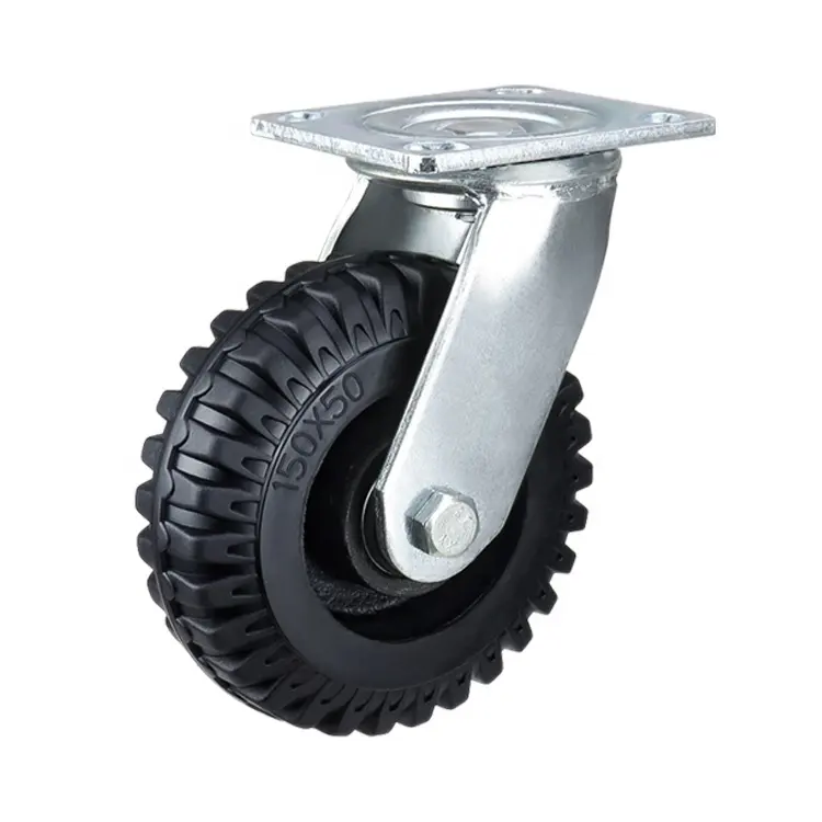 6/8inch Heavy duty swivel casters Iron core rubber wheels with brake 660lbs capacity