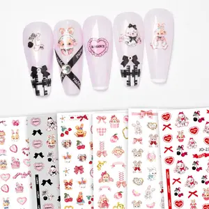 OEM decalcomanie per conigli fai da te forniture per decorazioni per unghie adesivi per unghie di colore rosa 3D all'ingrosso