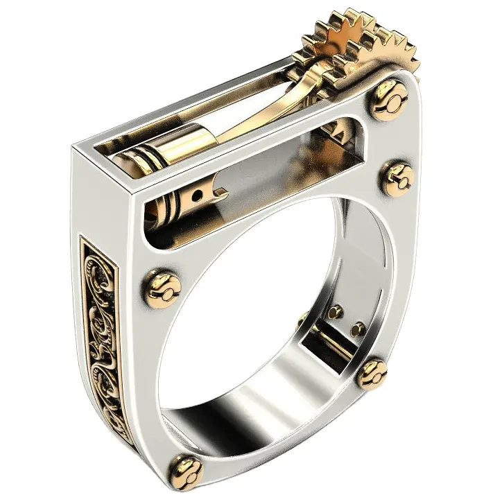 Модные ювелирные изделия KYRA0859 по оптовой цене, персонализированные механические ювелирные кольца в подарок