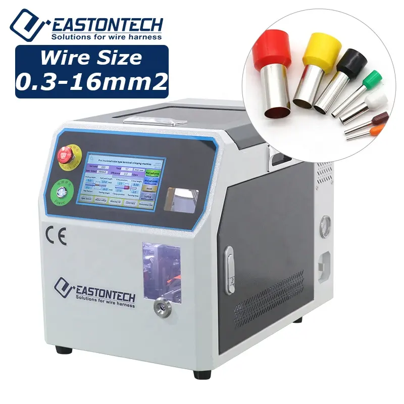 Máquina prensadora de pelado de virolas semiautomáticas de 0,3 +-16mm2, máquina de terminales prensadores de alimentación de placa de vibración