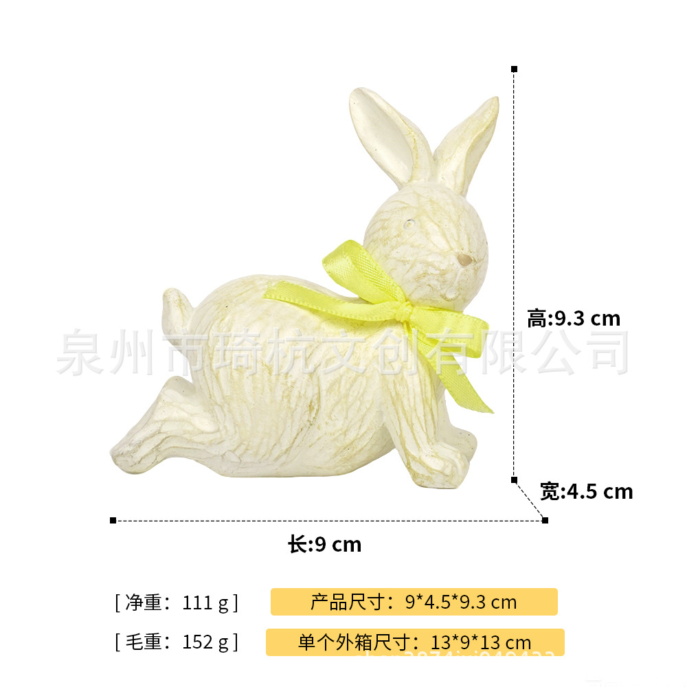 Lapin couché - Effet sculpture sur bois