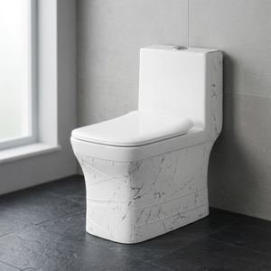 WC monobloc carré moderne de luxe en céramique, or et noir, à poser au sol, cuvette de toilette, sanitaires - Product Image 6