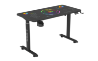 Bureau de jeu en verre réglable en hauteur à moteur unique BEISIJIE AY-0, table à texture carbone RGB avec E-SPORTS