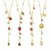 Collier Y en or PVD 18K avec perles et breloques animaux marins (étoile de mer, dauphin, tortue, pieuvre) – Colliers délicats en gros pour OEM