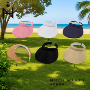 Visiera con fermaglio per capelli in tinta unita, 360 pezzi, cappello di protezione solare monocolore per donna, per uso esterno - Product Image 3