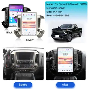 14.4" Android 13 Car Radio For Chevrolet Silverado GMC Sierra 2014-2018 Silvery GPS Navigation Stereo DSP Carplay