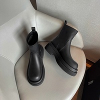 Bottes montantes classiques pour femmes à talon compensé de 4,5 cm en cuir extensible, imperméables, respirantes, légères et confortables – Vente en gros