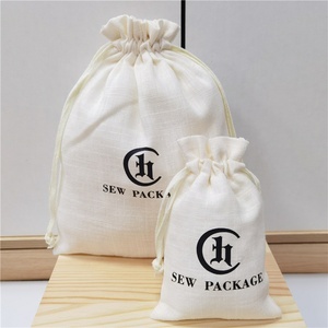 Thin Organic Cotton Drawstring Pouch Personalized Soft Muslin Bag Double <b>String</b> Garment Dust Cover Logo Included - Product Image 5
