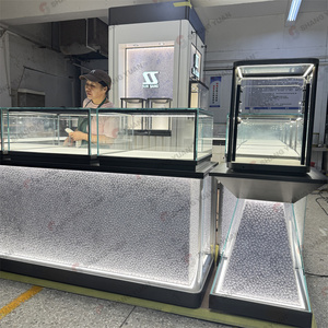 Tùy Chỉnh Thiết Kế Ultra-Rõ Ràng Tempered Glass Đồ Trang Sức Kiosk LED Chiếu Sáng Đồ Trang Sức Showcase Hiển Thị Tủ - Product Image 3