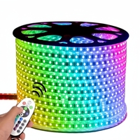 Guirlandes lumineuses LED RGB JIUAN 5050, étanches IP65, longueurs 1m/5m, 220V, en PVC, avec contrôle intelligent dimmable par USB et télécommande