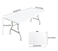 Table Pliante Extérieure de Qualité 6ft/8ft avec Chaises en Plastique pour Fêtes Mariages Événements de Jardin, Table Extérieure Pliable en Plastique HDPE