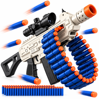 Pistolet Mitrailleur Électrique, Lanceur de Jouets avec 30 Fléchettes en Mousse et 15 Clips en Mousse, Jouets de Tir en Plein Air pour Enfants de 6 à 12 Ans