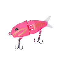 Leurre de pêche articulé OEM Pikachu 6,5g 60mm multi-sections, queue souple, coloré, avec 2 hameçons triples, pour eau salée