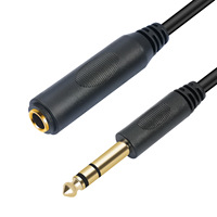 Hi-Fi-Sound 6,35mm Klinkenstecker TRS 1/4 Zoll Stereo PVC Audio-Verlängerungskabel Stecker auf Buchse 24K Vergoldet für Kopfhörer