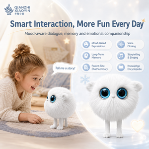 AI Seasons Elf, Peluche Blanco y Esponjoso con Grandes Ojos Azules, ChatGPT, Clonación de Voz en 69 Idiomas, Memoria a Largo Plazo, Compañero Emocional, 2.4G - Product Image 3