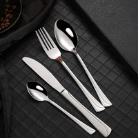 Ensemble de couverts de luxe européens en acier inoxydable jetables et écologiques, style américain, cuillère, couteau, fourchette, 4/16/24 pièces, logo personnalisé