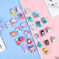 Creatieve Cartoon Siliconen Schattige Mini Penpunt Dopjes 3D Fruit en Dieren Potlood & Gelpen Accessoires Gemengde Verpakking