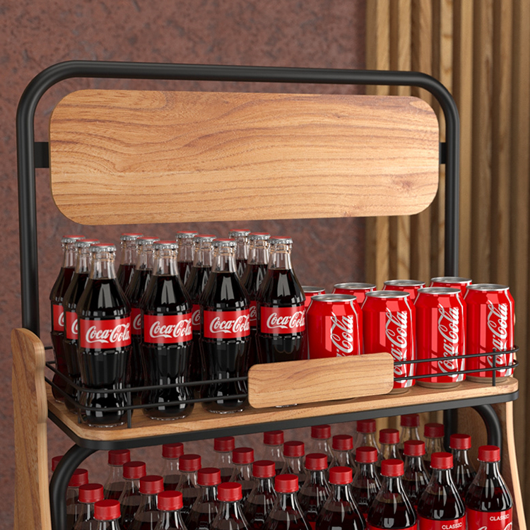 Apache 5 Layer Cola Bottle Wood Display Rack for Liquor Stores, Convenience Shops and Supermarket Beverage Promotion Zones — view 2