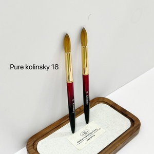 USA Professional 100% Kolinsky Acrylic Nail <b>Brush</b> Oval Premium Quality Crimped Ferrule Soft Metal Handle Sizes #16-#24 - Product Image 6