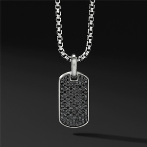 Thép Không Gỉ Black <span class=keywords><strong>Dog</strong></span> <span class=keywords><strong>Tag</strong></span> <span class=keywords><strong>CNC</strong></span> Zircon Kim Cương Mặt Dây Chuyền Vòng Cổ Trang Sức Nam - Product Image 4