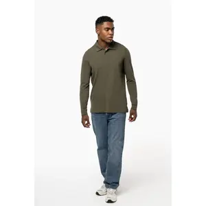 Men's long sleeve pique <b>polo</b> <b>shirt</b> custom merchandising - Product Image 3