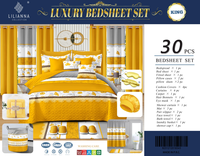 Ensemble de literie de luxe 30 pièces avec rideaux, prêt à être expédié, couvre-lit matelassé king size