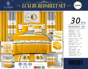 Listo para Enviar: Juego de Ropa de Cama de Lujo Tamaño King de 30 Piezas con Edredón Acolchado y Cortinas - Product Image 4