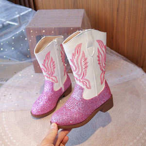 Wholesale Princess Boots Winter Kids Girls Roman Style <b>High</b>-top Zipper Snow Boots Lined for Warmth Shoes - Product Image 3