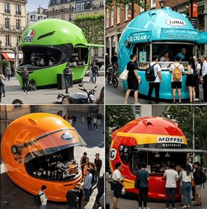 หมวกกันน็อคมอเตอร์ไซค์ทรงสี่เหลี่ยมทำจากไฟเบอร์กลาส รูปปั้นร้านกาแฟ-เครื่องใช้ในครัวเรือน ขนาดและสีที่กำหนดเองได้ - Product Image 2